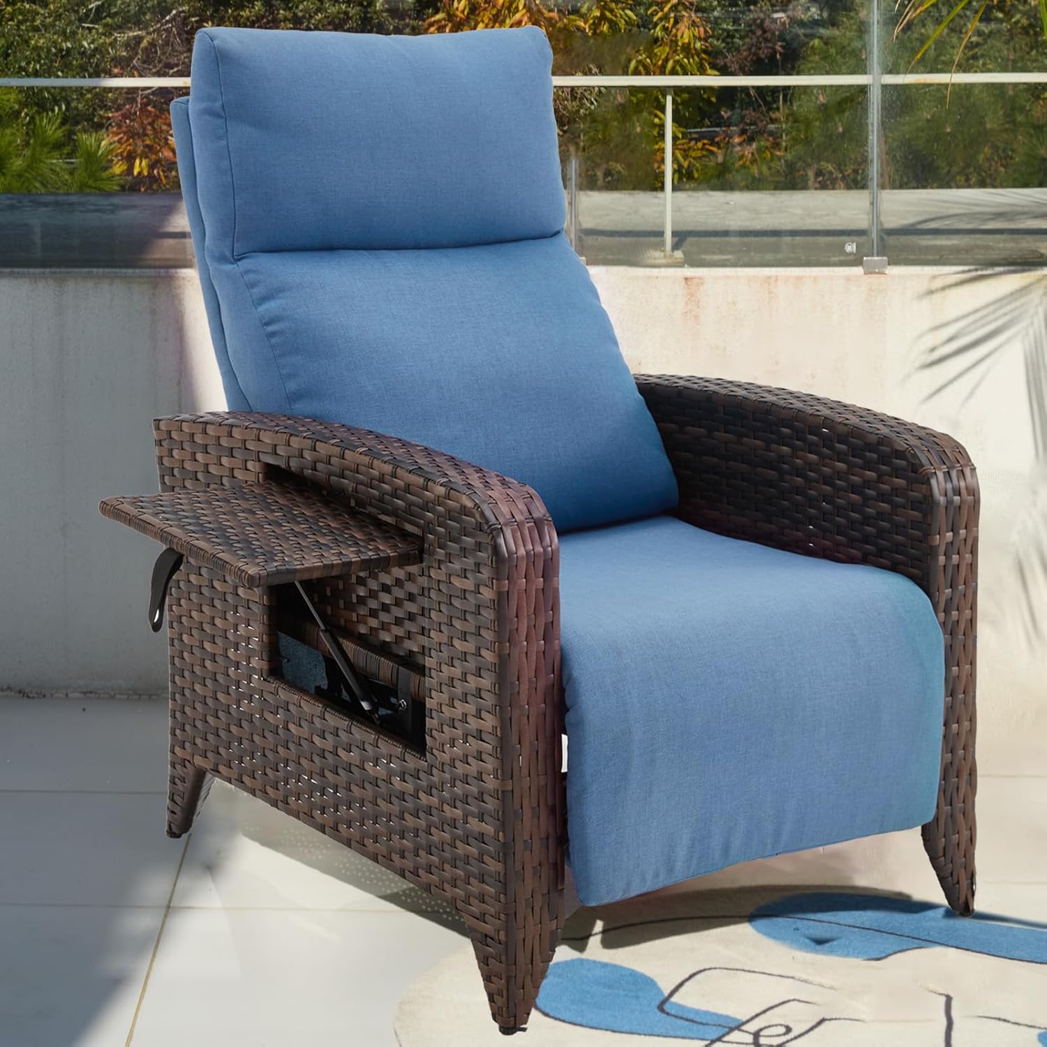 Reclining Patio Chairs with Adjustable Back up to 150°Lay Flat and Extended Footrest