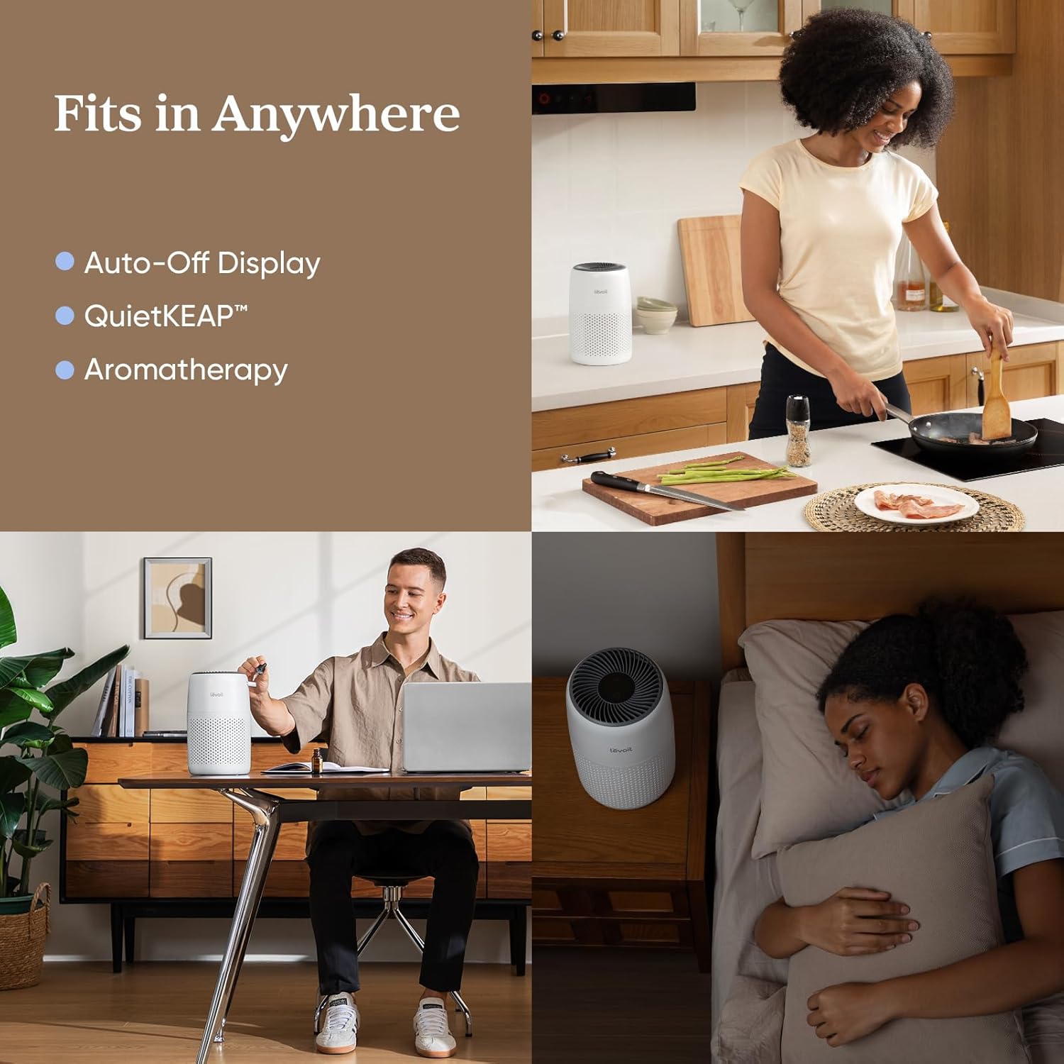 3-in-1 Filter Cleaner With Aroma Pad, Filters Smoke, Allergens, Pet Dander, Odor, Dust, Office, Desktop, Core Mini-P, White