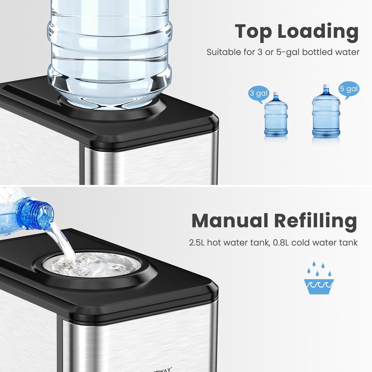 Countertop Water Dispenser with Ice Maker