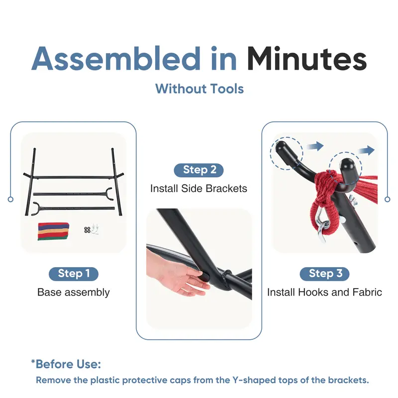 Portable Hammock with Steel Frame, 450lbs Capacity, Easy Assembly & Carrying Bag