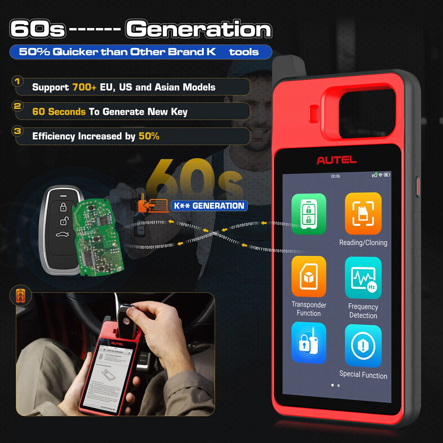 2026 Autel MaxiIM KM100X Key FOB PROGRAMMING Tool 60S Key Generation Immobilizer