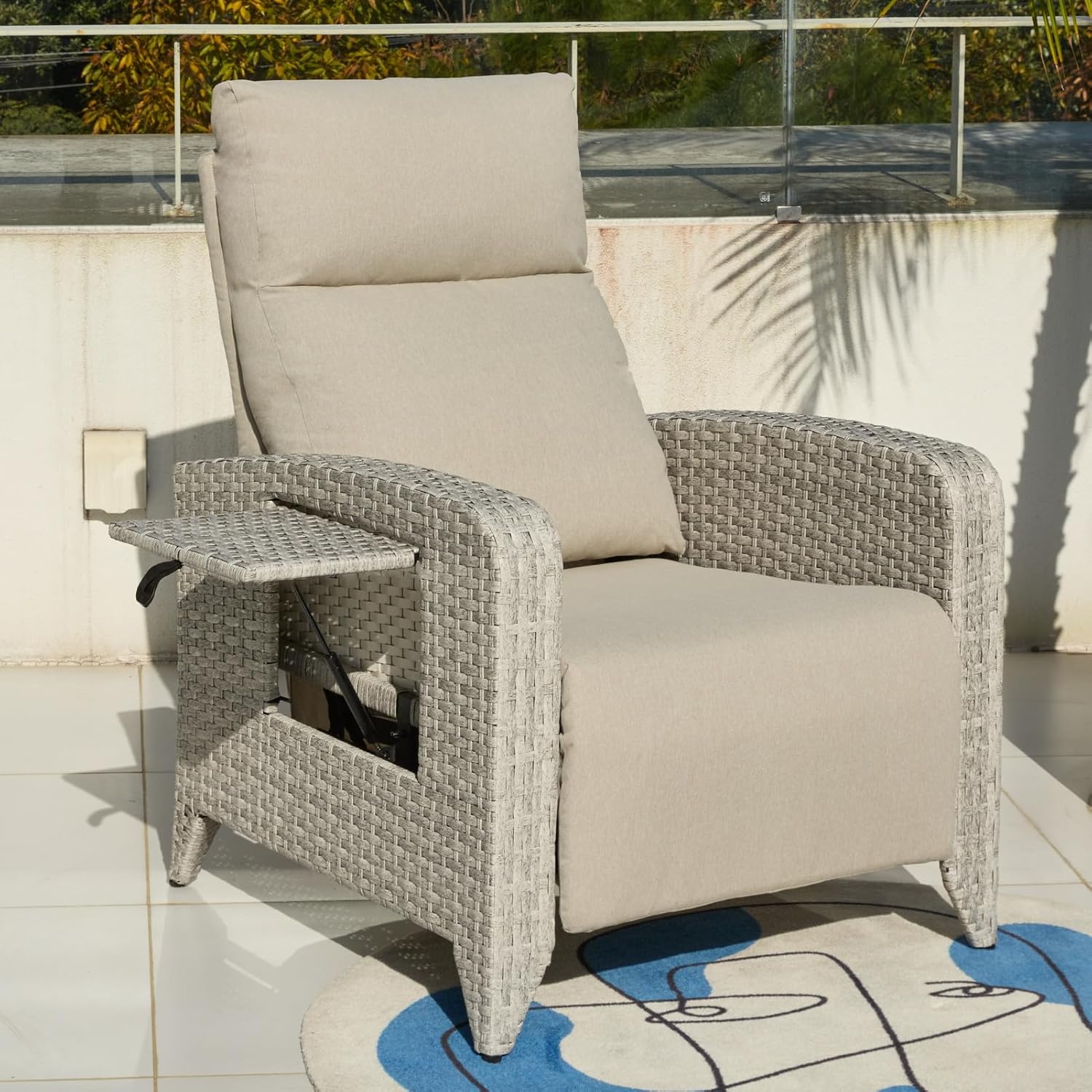 Reclining Patio Chairs with Adjustable Back up to 150°Lay Flat and Extended Footrest