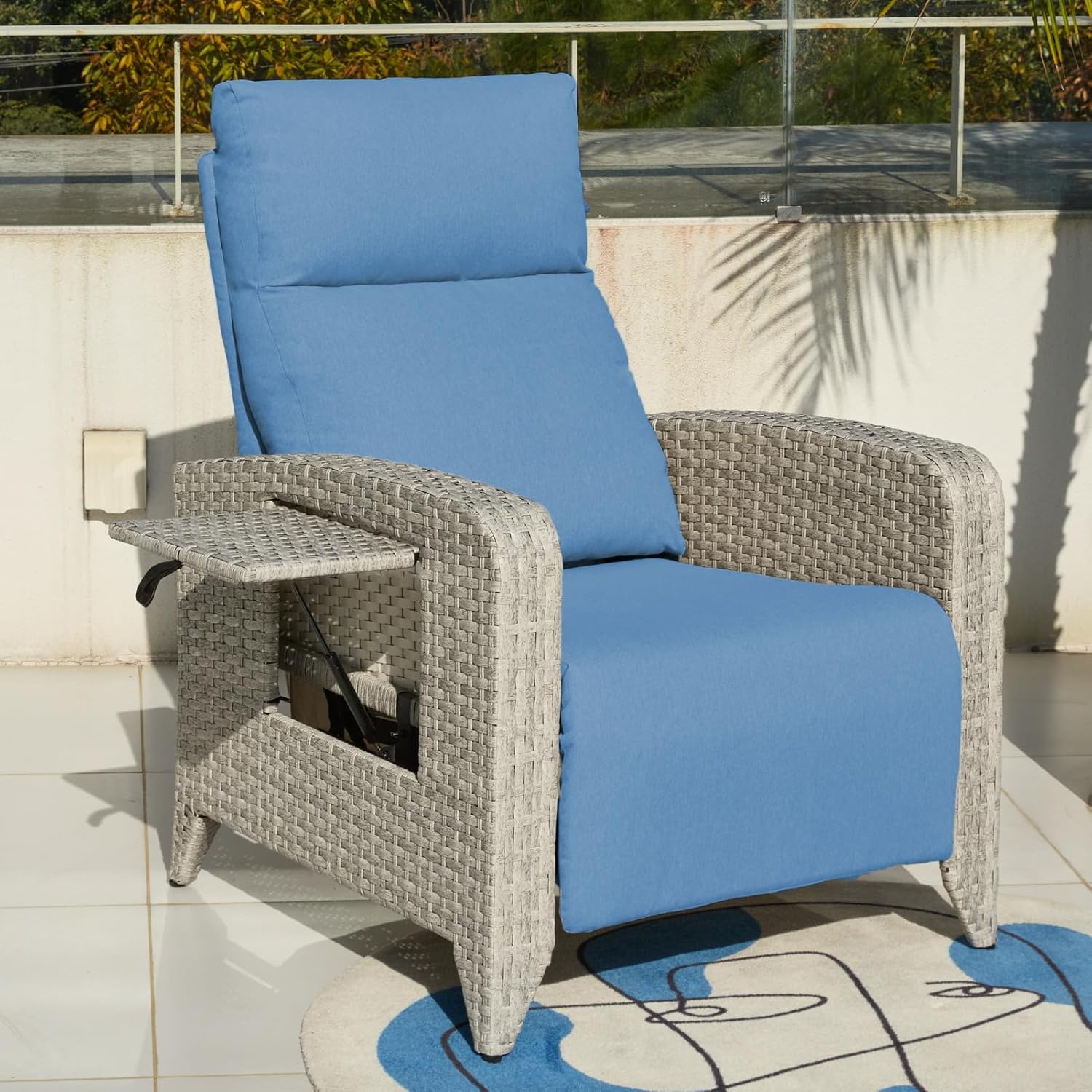 Reclining Patio Chairs with Adjustable Back up to 150°Lay Flat and Extended Footrest