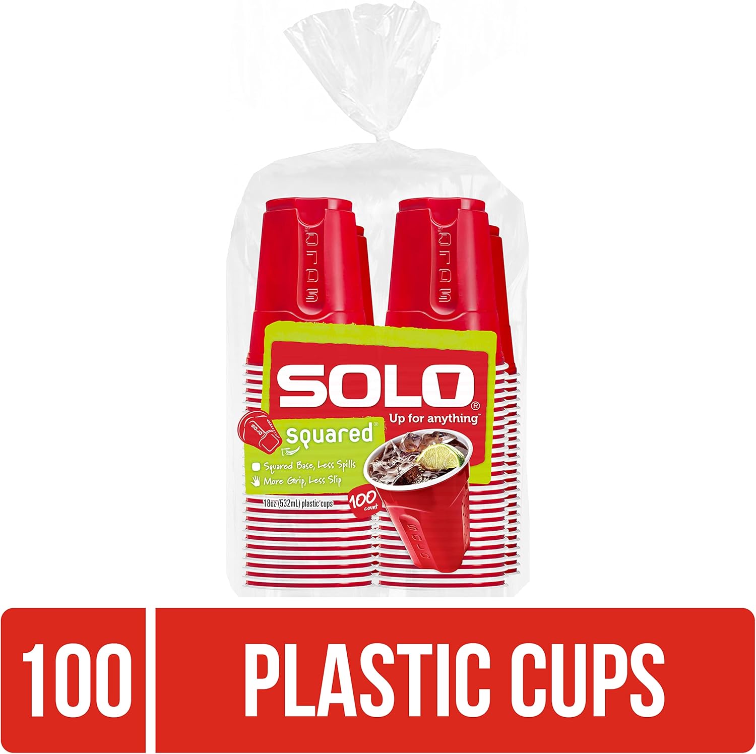 Cup Company Red Squared Plastic Party, 18 Ounce, 200 Count, 50 Count (Pack of 4)