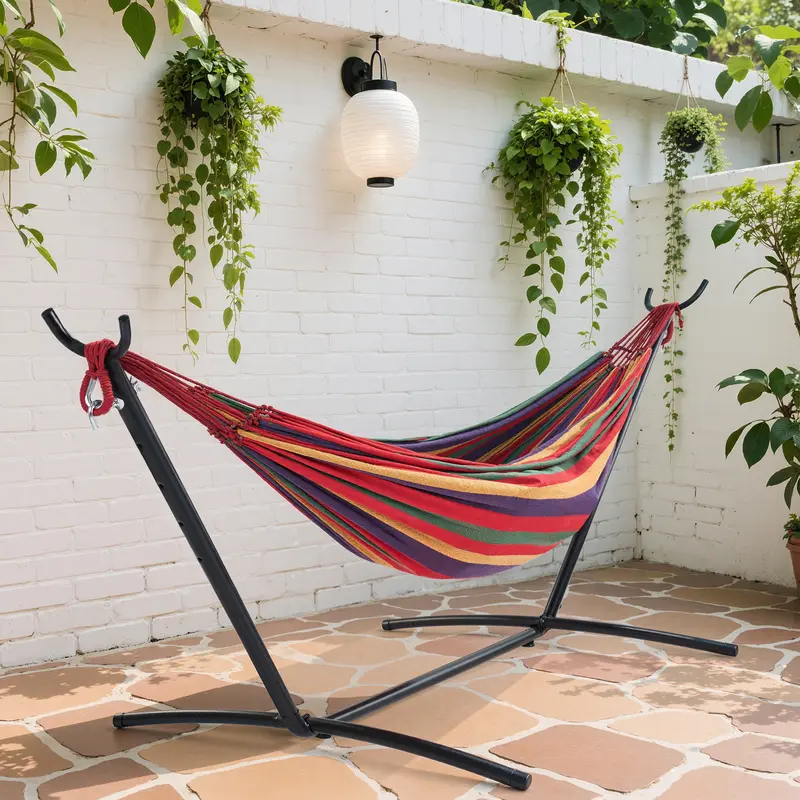 Portable Hammock with Steel Frame, 450lbs Capacity, Easy Assembly & Carrying Bag
