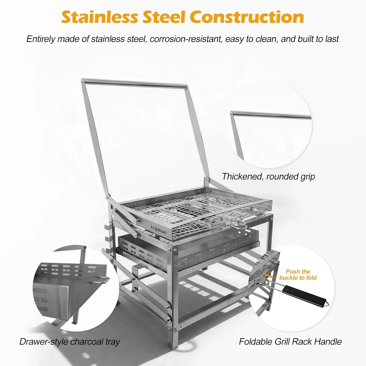 Outdoor BBQ with AresCart™ Rotating Charcoal Grill – perfect for backyard and camping.