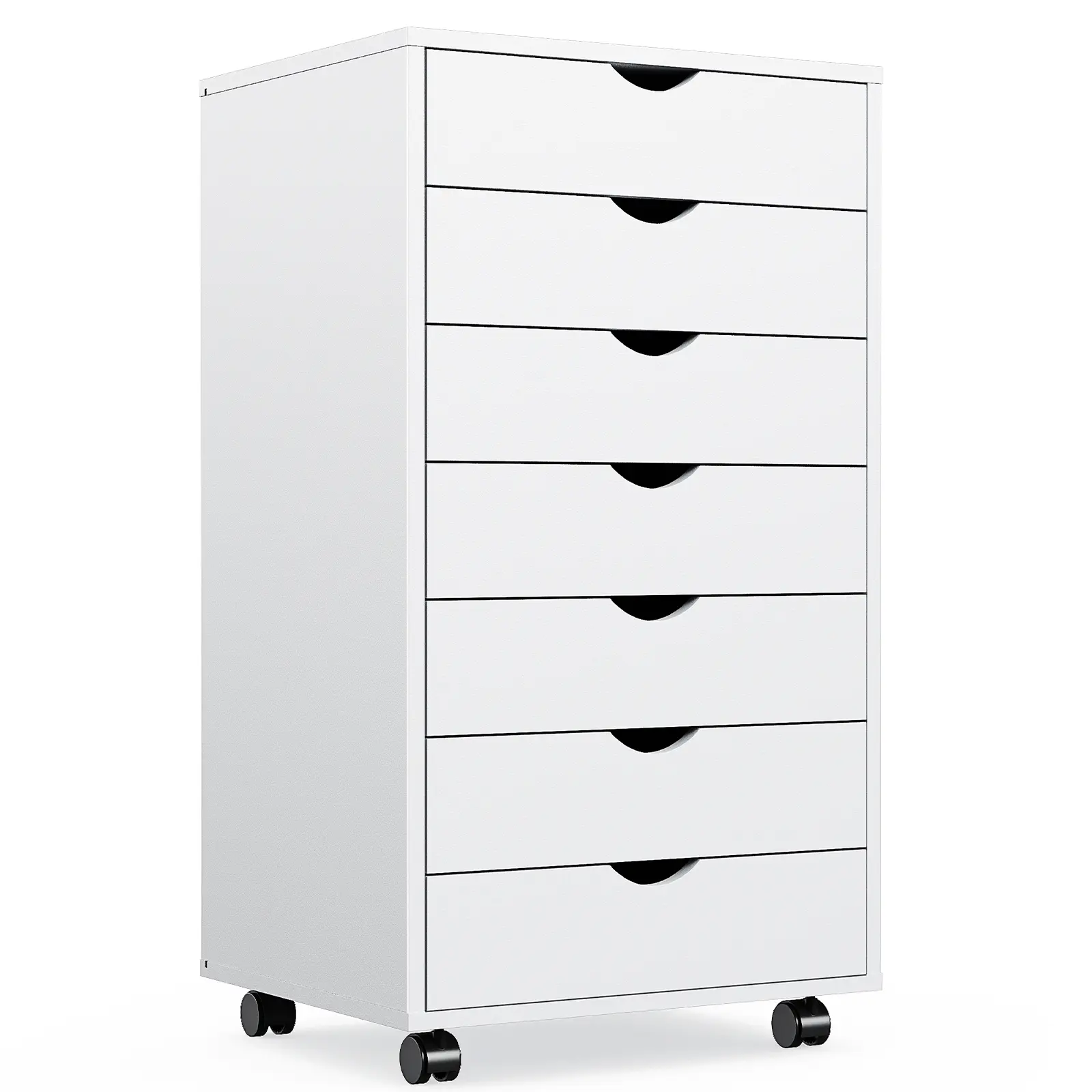 7-Drawer Mobile Storage Chest with Wheels – Wood Dresser for Office, Bedroom & Home