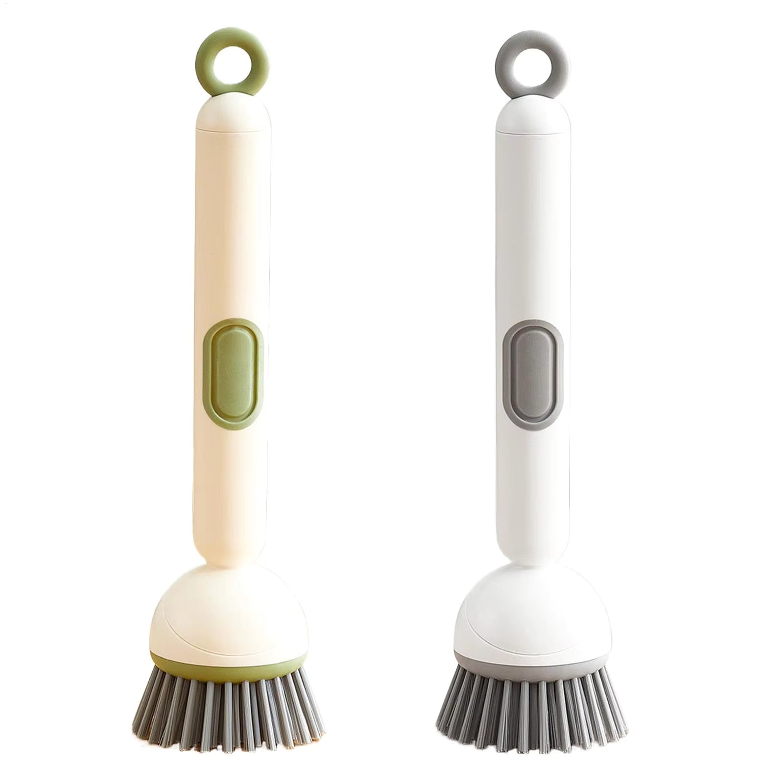 Long-Handled Dish Brush with Soap Dispenser and Rotating Brush Head