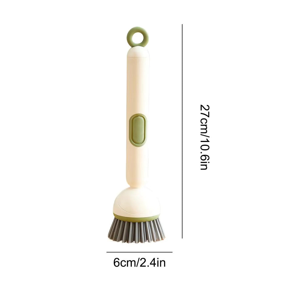 Long-Handled Dish Brush with Soap Dispenser and Rotating Brush Head