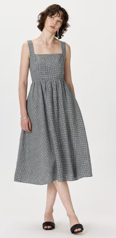 100% European Linen Fit & Flare Midi Dress