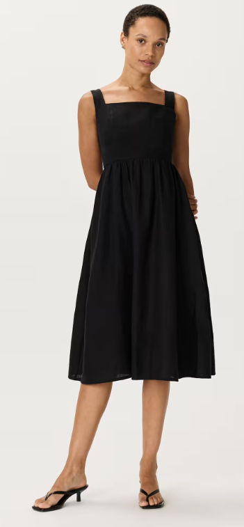 100% European Linen Fit & Flare Midi Dress