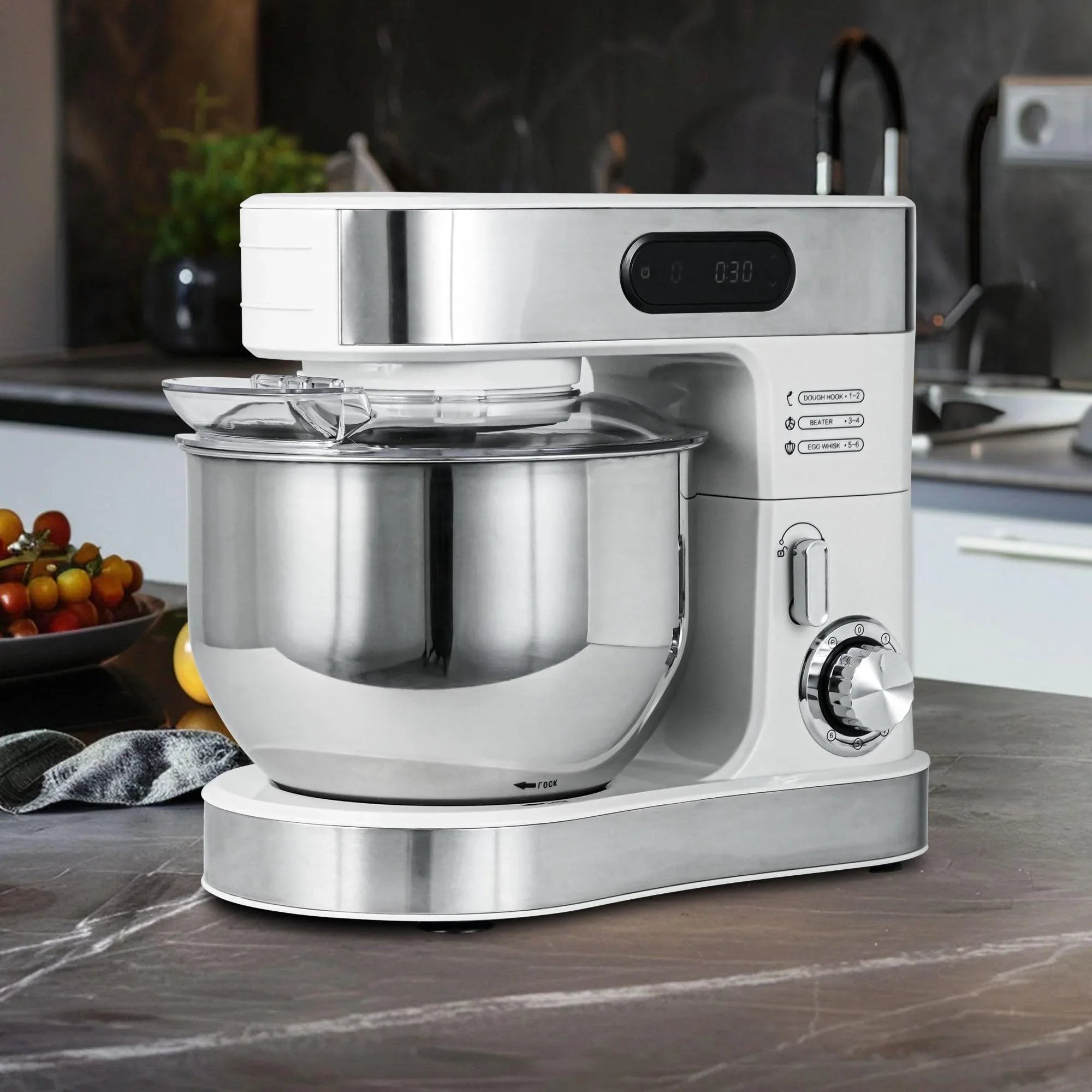 Kitchen Stand Mixer with Mixing Bowl, Dough Hook, Egg Whisk & Mixing Blade