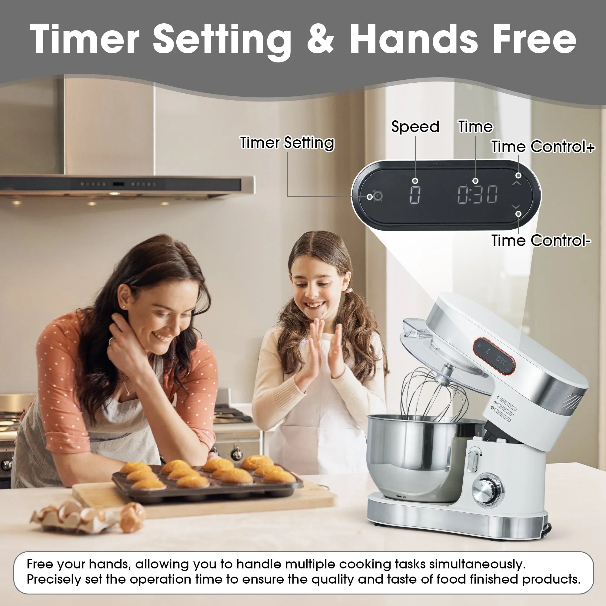 Kitchen Stand Mixer with Mixing Bowl, Dough Hook, Egg Whisk & Mixing Blade