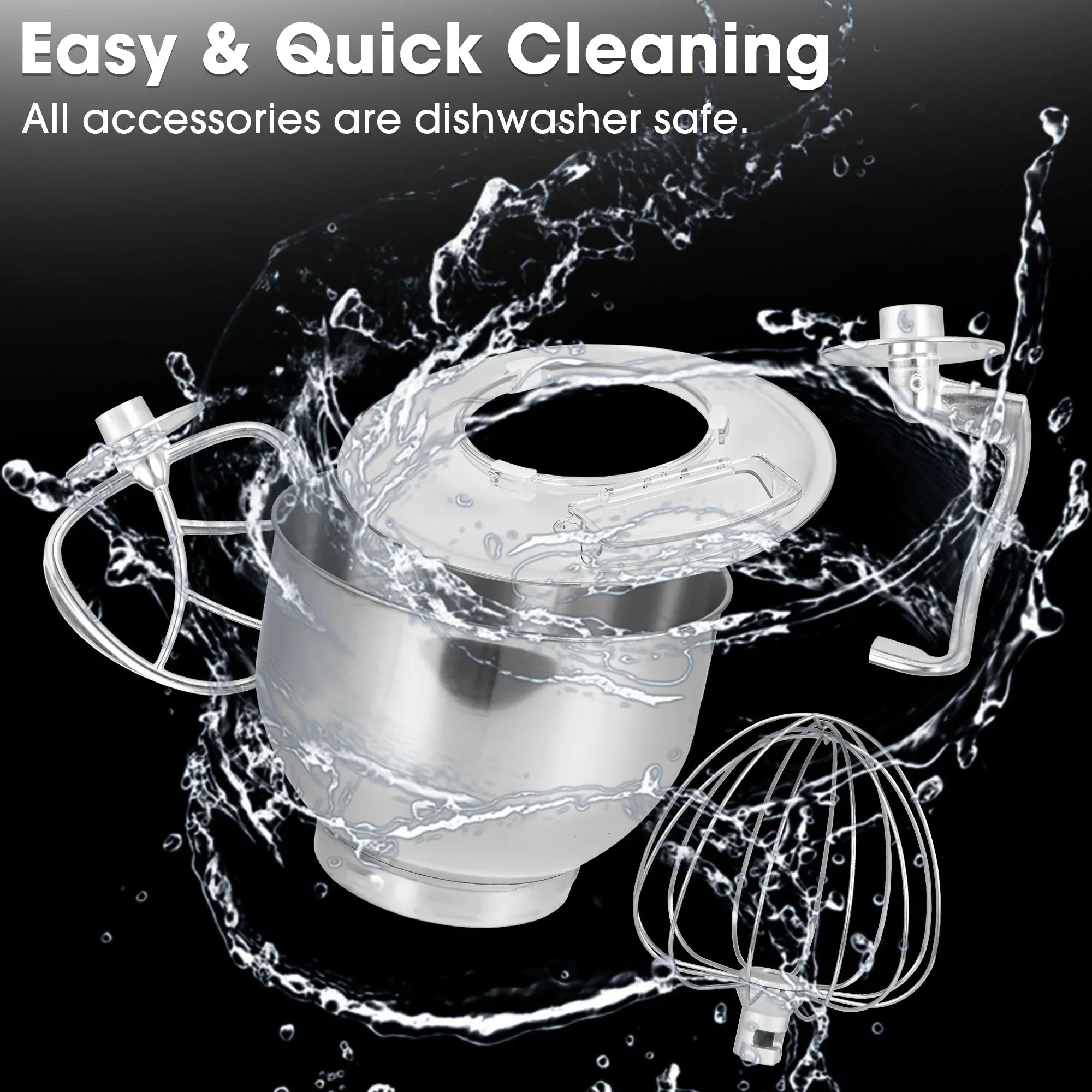 Kitchen Stand Mixer with Mixing Bowl, Dough Hook, Egg Whisk & Mixing Blade