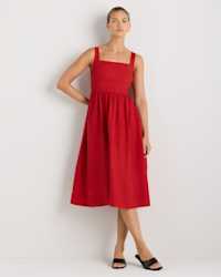 100% European Linen Fit & Flare Midi Dress