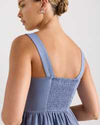 100% European Linen Fit & Flare Midi Dress