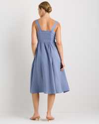 100% European Linen Fit & Flare Midi Dress