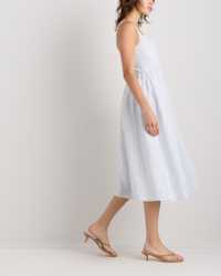 100% European Linen Fit & Flare Midi Dress