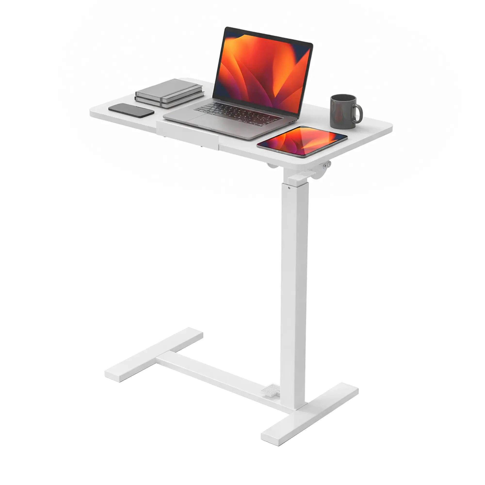 Adjustable Overbed Table with Wheels – Rolling Laptop & Workstation Desk