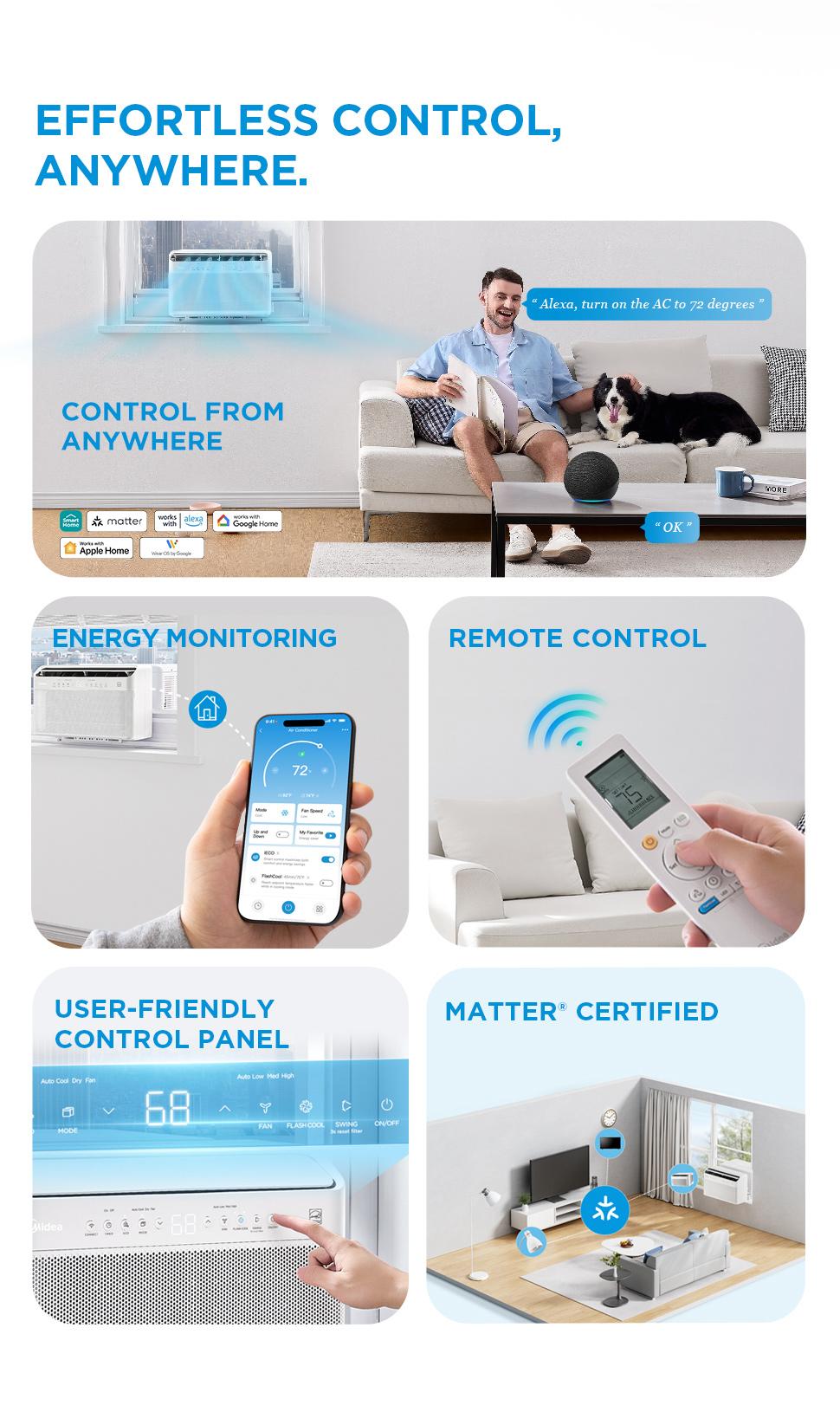 Midea 6K/8K/10K/12K BTU U Shaped Smart Inverter New Window Air Conditioner,  2026 version AC, Cools up to 450 Sq. Ft.,Ultra Quiet with Open Window Flexibility, Works with Alexa/Google Assistant, 35% Energy Savings, Remote Control