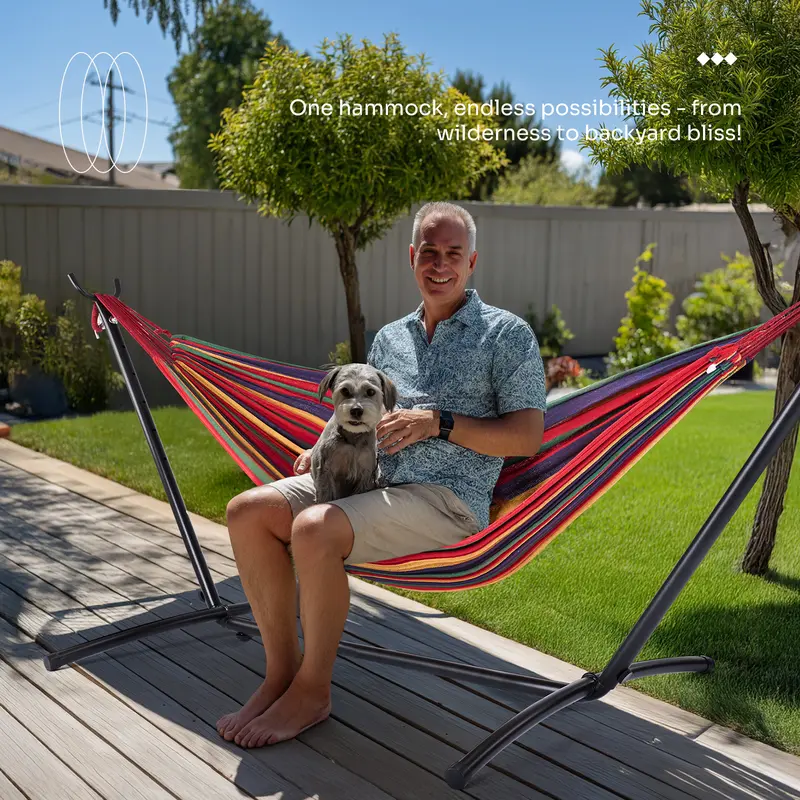 Portable Hammock with Steel Frame, 450lbs Capacity, Easy Assembly & Carrying Bag