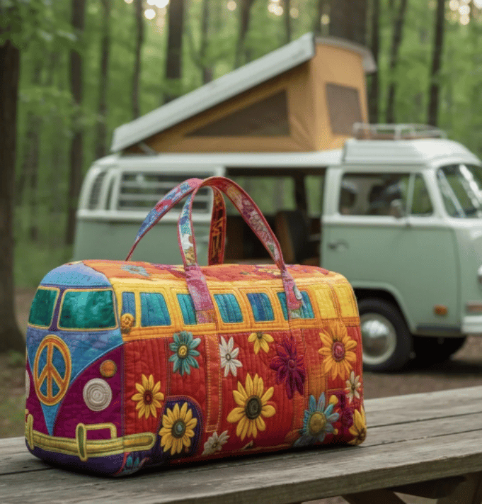 Hippie Van Quilted Duffle Bag