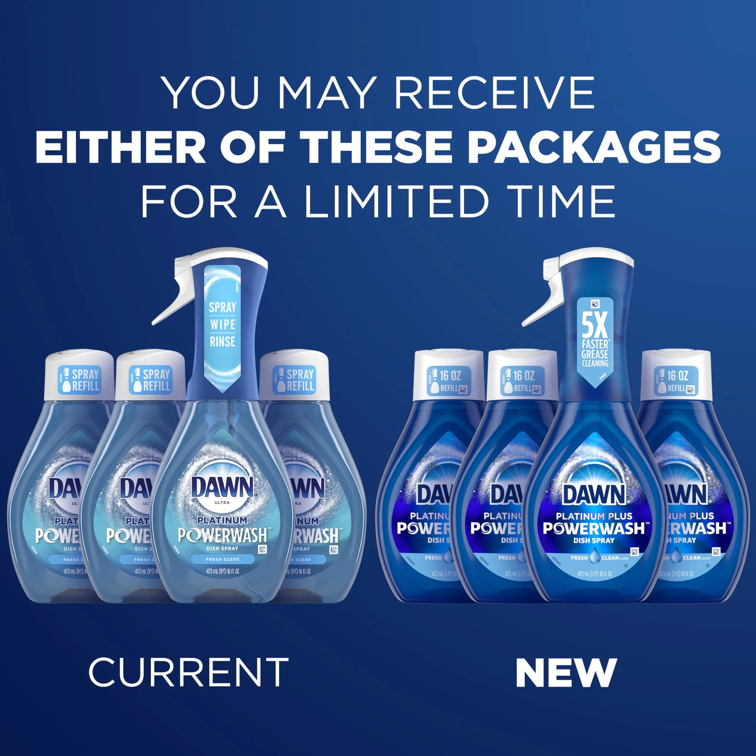 Platinum Powerwash Dish Spray Bundle – 1 Spray (16oz) + 3 Refills (16oz Each) – Fresh Scent, Ultra-Concentrated, Power Clean