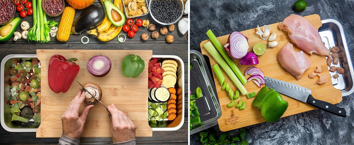 storage extra accessories built carving catcher charcuterie cheese chop clean cocina container cook