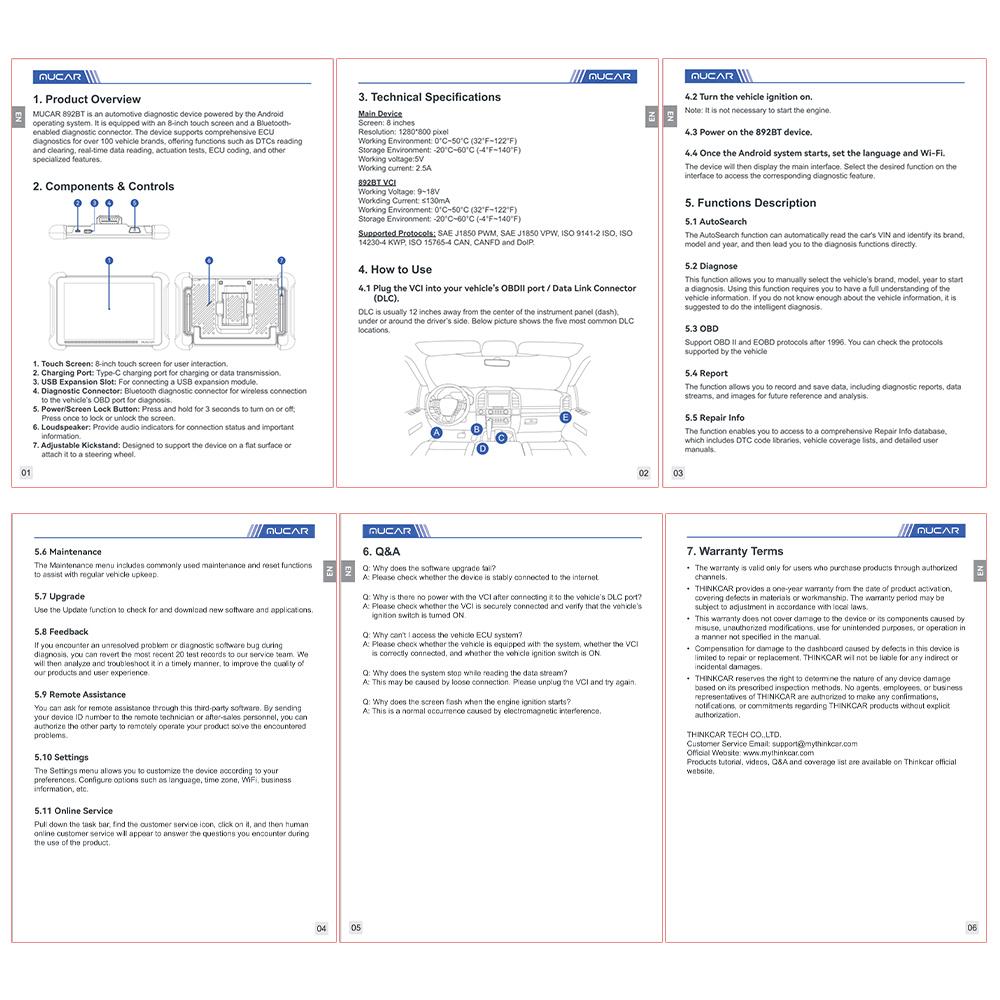 MUCAR AI-Assisted  Automotive OBD2 Scanner Tool Free Lifetime Upgrade, 892BT Full System OBD2 Scanner, Bi-Directional OBD2 Scanner Diagnostic Tool,ECU Coding, 35 Services, FCA Autoauth, CANFD and DoIP