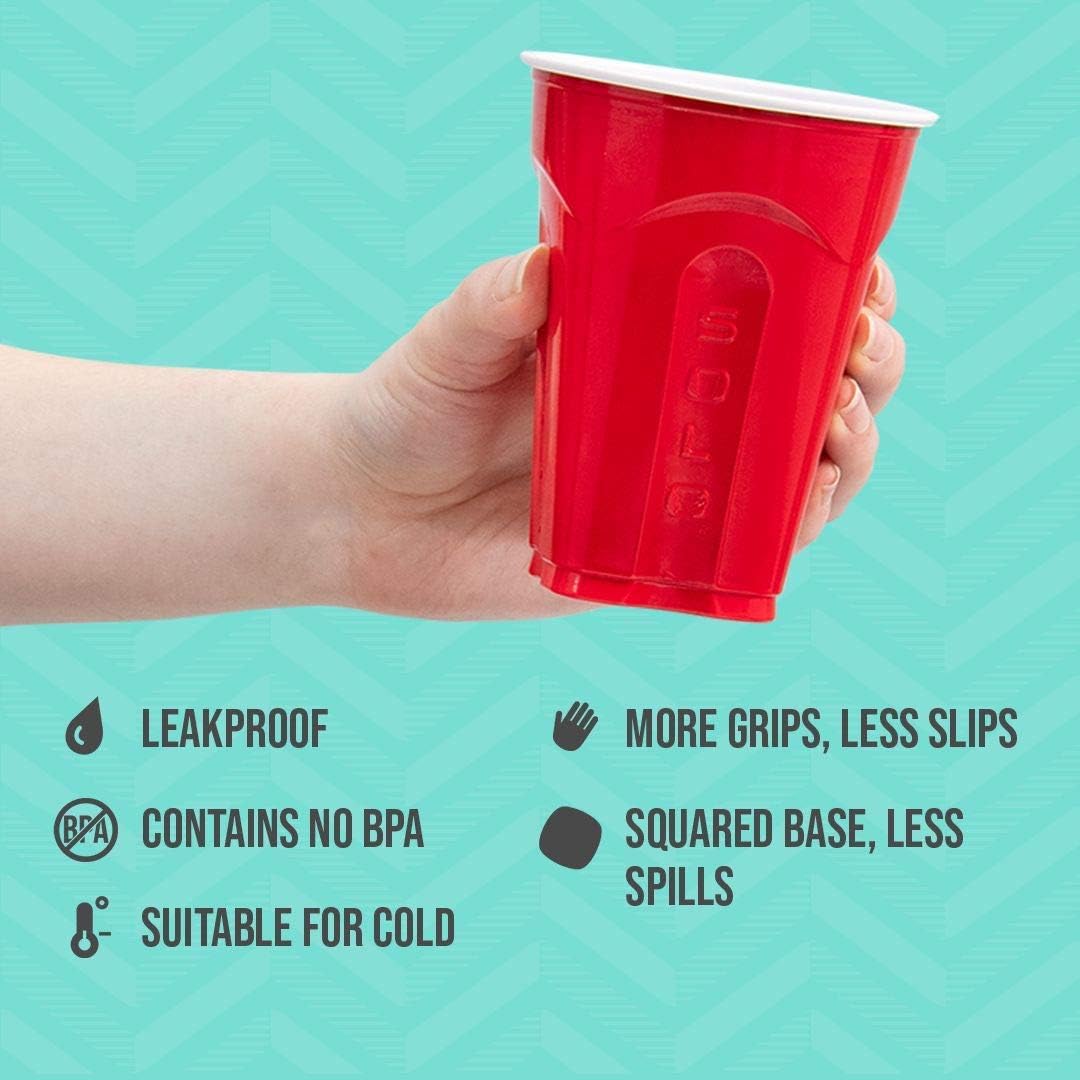 Cup Company Red Squared Plastic Party, 18 Ounce, 200 Count, 50 Count (Pack of 4)