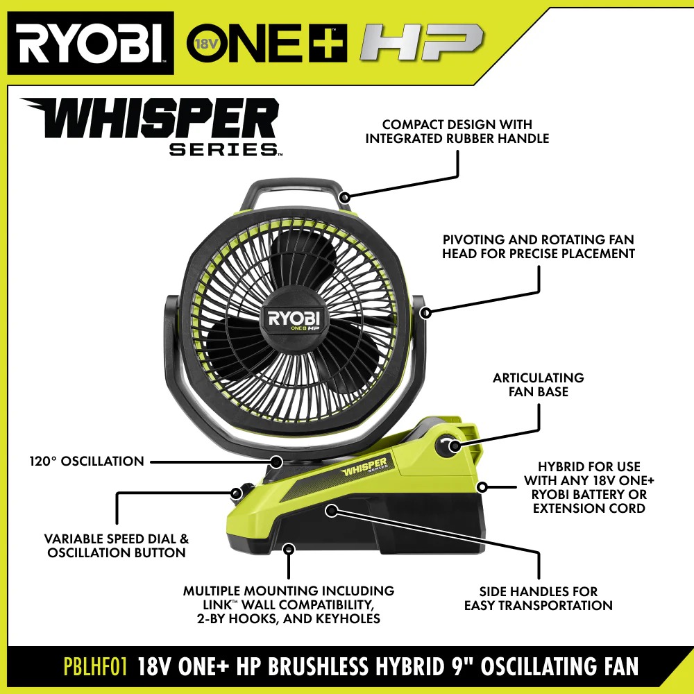 Hybrid 9-Inch Oscillating Fan