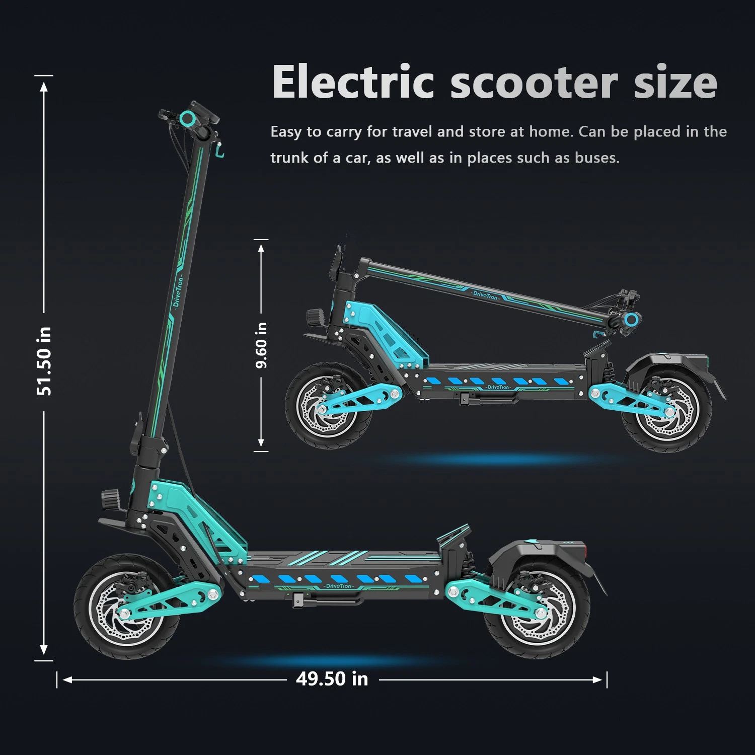 DT10 Electric Scooter 1400W 31 MPH 48V 16Ah Disc Brake Commuter Full Suspension