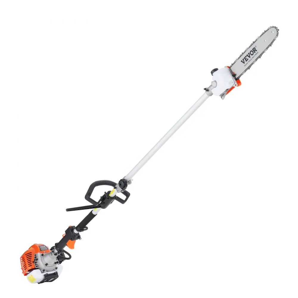 52CC 6-in-1 Multi-Functional Trimming Tools, Gas Hedge Trimmer, Weed Eater, String Trimmer, Brush Cutter, Edger, Pole Saw Chainsaw Pruner with Extension Pole