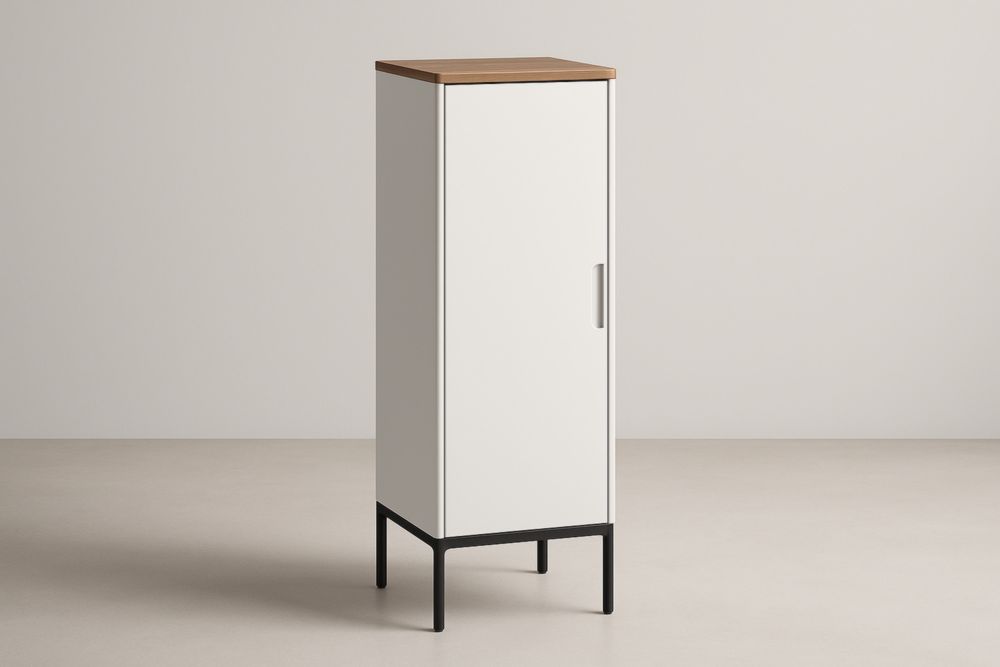 Armoire en MDF et aluminium blanc 40x40x120 cm
