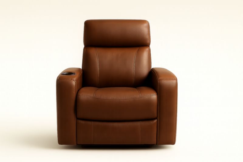 Fauteuil inclinable en cuir synthétique marron avec porte-gobelet