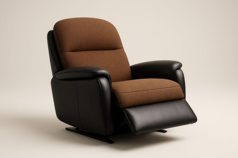 Fauteuil Relax Inclinable Cuir Synthétique Marron et Polyester Noir
