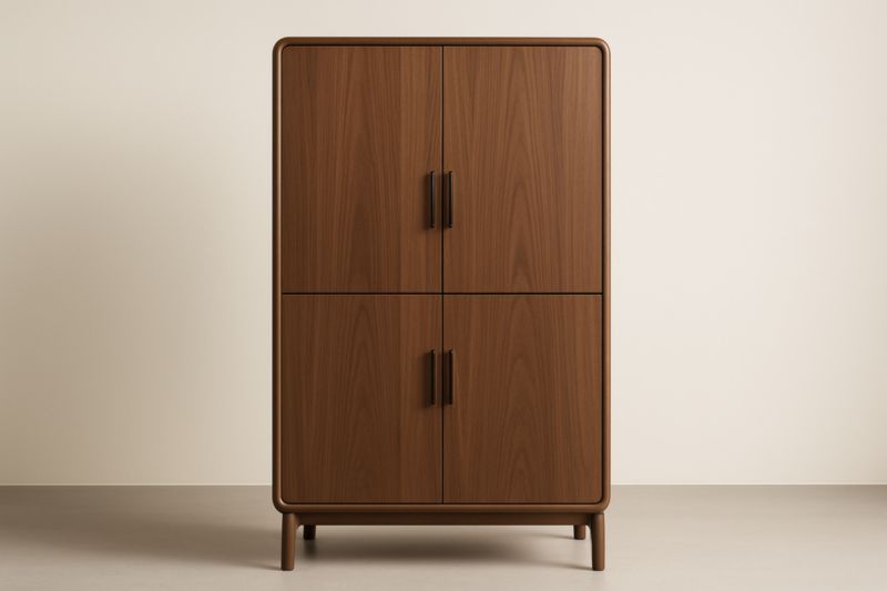 Armoire en Bois de Noyer 4 Portes 160x100x45cm