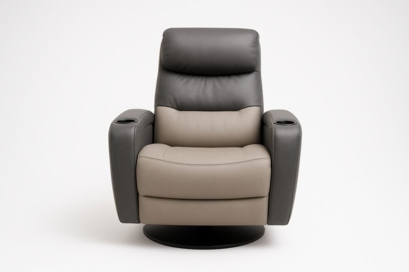 Fauteuil Relaxation Pivotant en Cuir PU Gris et Beige