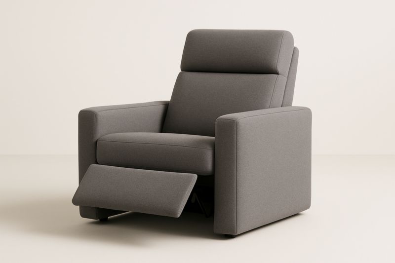 Fauteuil en Tissu Gris avec Repose-pieds Réglable