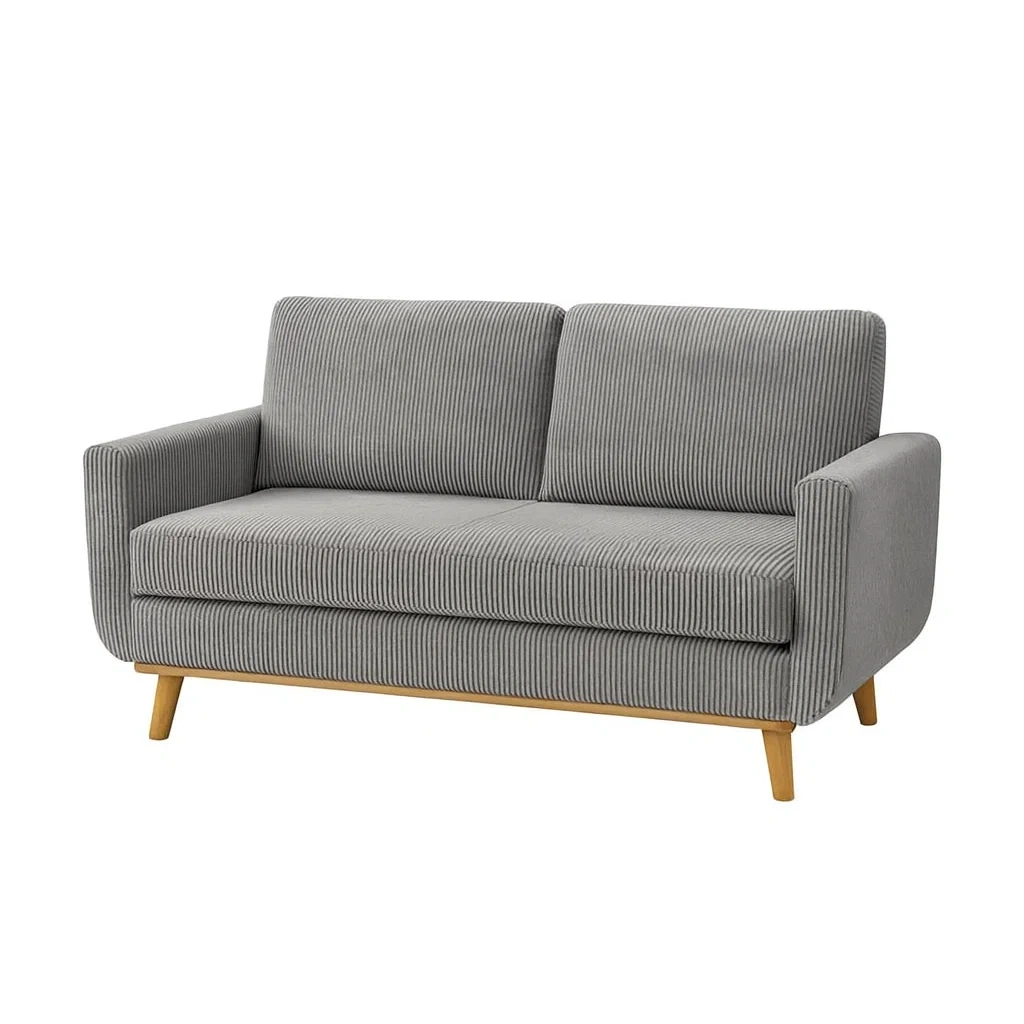 Sofa 2-sitzer cordgewebe grau massivholz-nestlegend