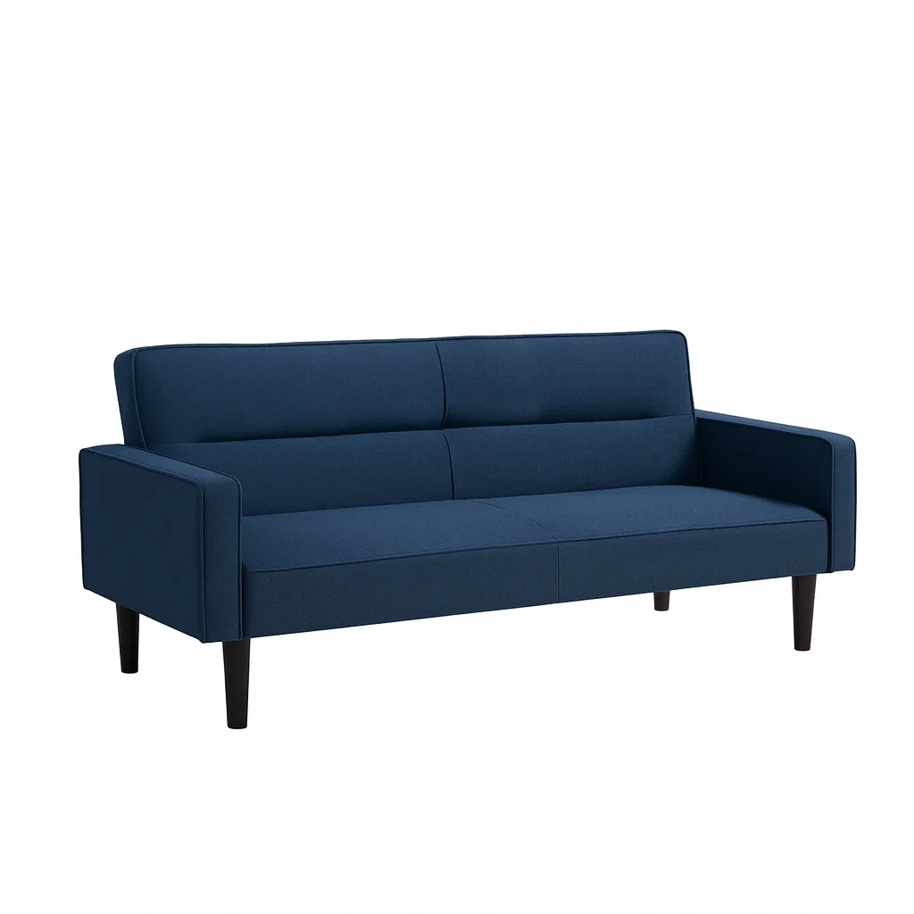 Sofa 3-sitzer stoff blau holzbeine-nestlegend