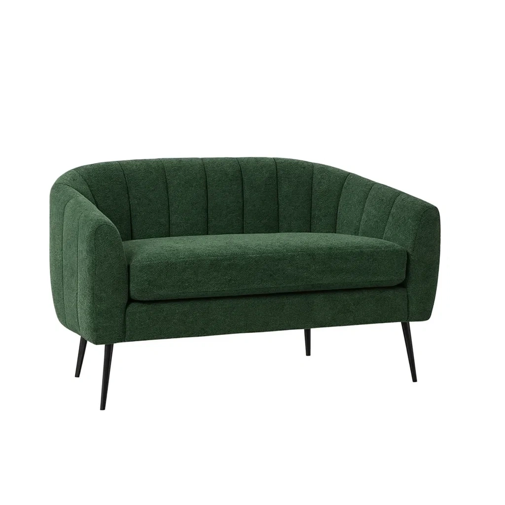 Sofa zweisitzer mit grüner polsterung und metallbeinen-nestlegend