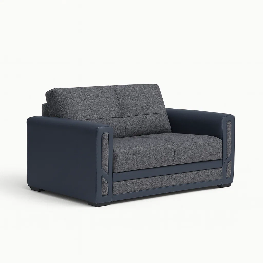 Sofa 2-sitzer stoff/polyurethan dunkelgrau/blau 150x90x85 cm-nestlegend