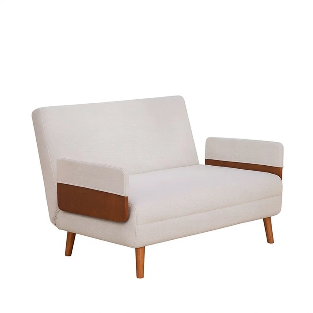 Sofa zweisitzer stoff holz beige-nestlegend