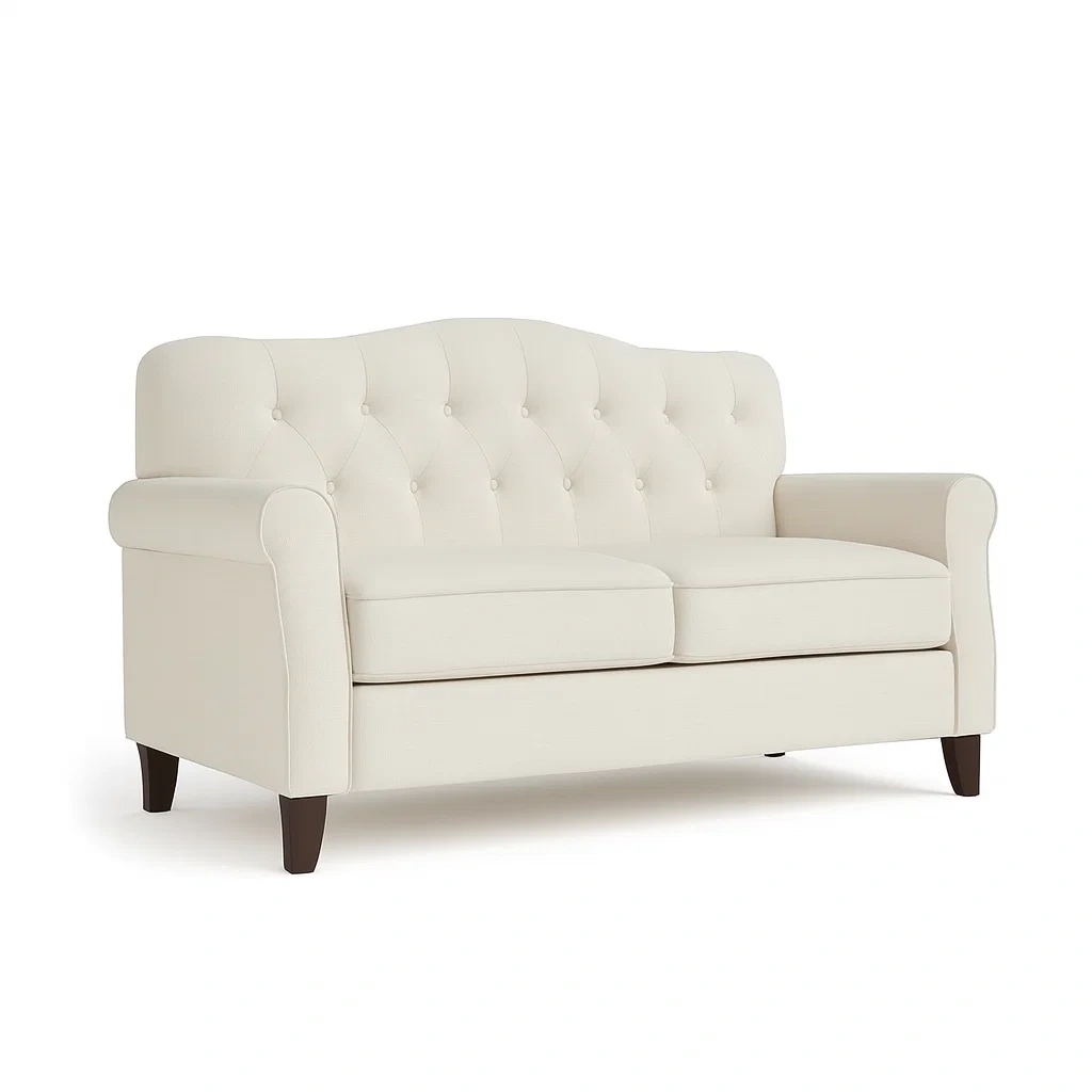 Sofa 2-sitzer textil creme holzbeine-nestlegend