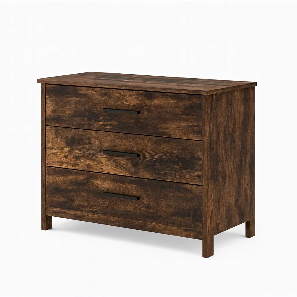 Schubladenkommode mit 3 schubladen holz braun 80 cm x 40 cm x 80 cm-nestlegend