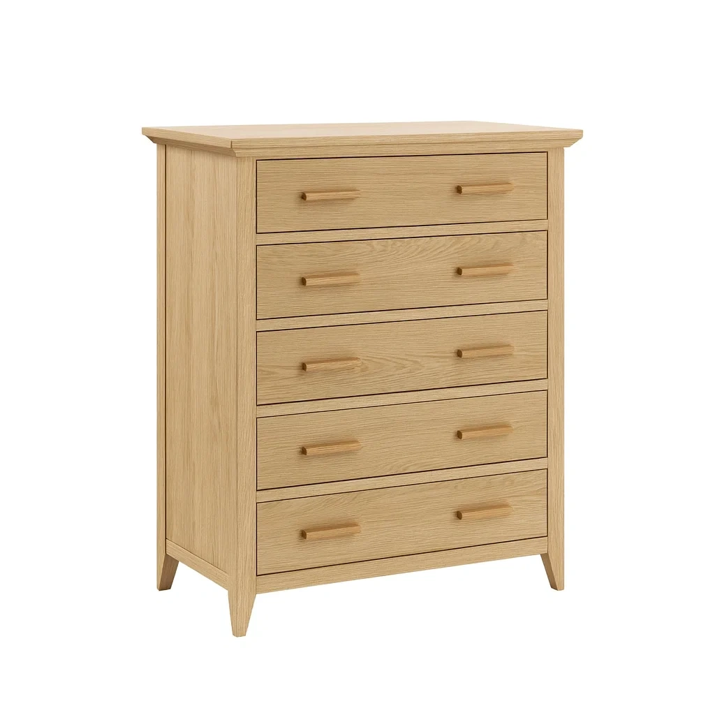 Schubladenkommode holz mit 5 schubladen eiche-nestlegend