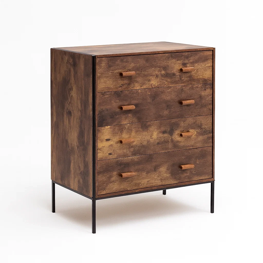 Schubladenkommode holz metall 4 schubladen braun 80x40x120 cm-nestlegend