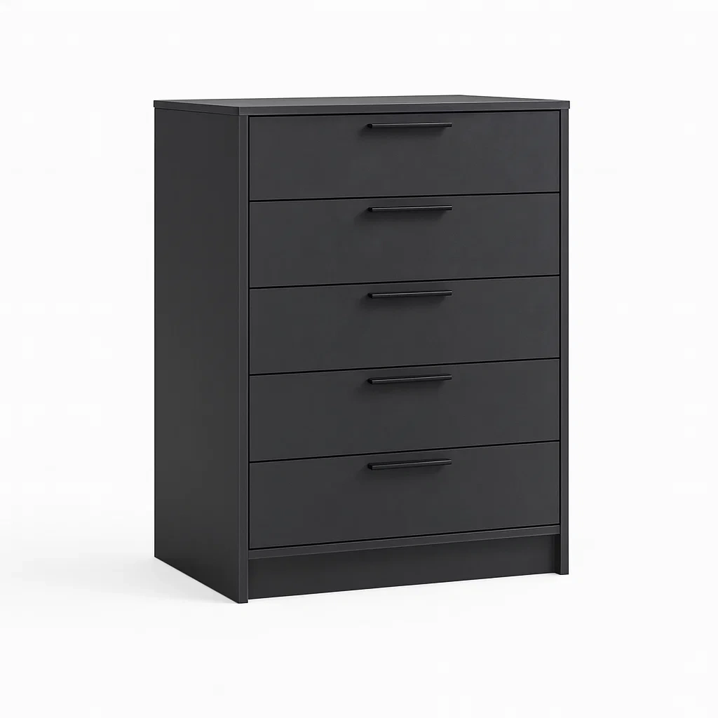Schubladenkommode schwarze holzkommode mit 5 schubladen aus mdf-nestlegend