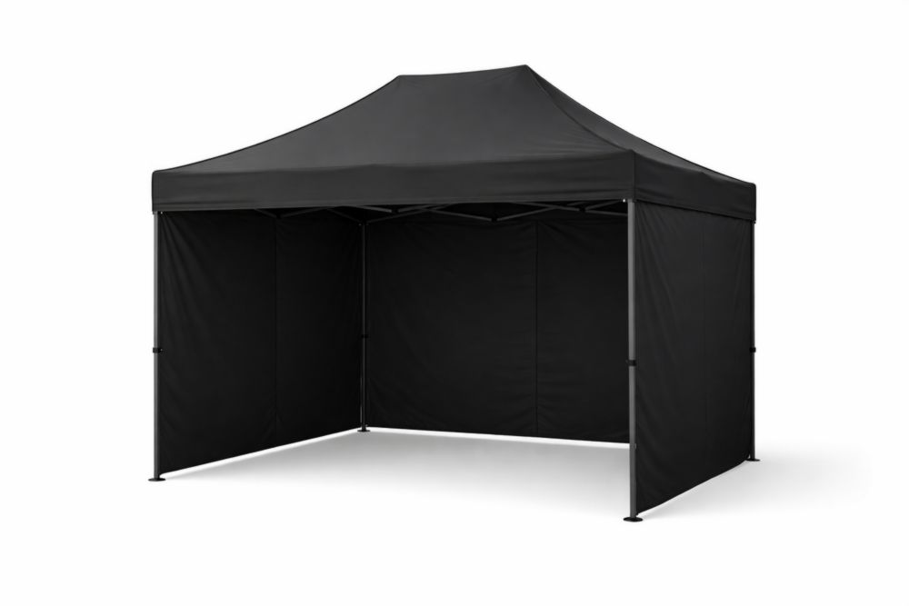 Tente pliante en polyester noir avec armature en acier
